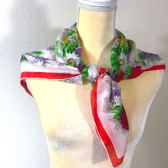 VTG  FLORAL SCARF - Picture 4 of 8